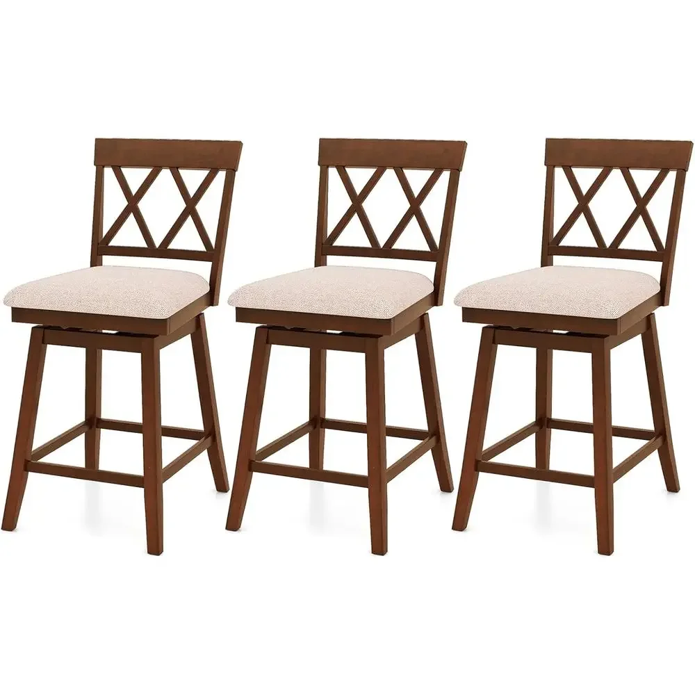 Set of 3 Swivel Counter Height Bar Stools with Padded Seats and Rubberwood Legs for Kitchen Islands and Pubs
Set of 3 Swivel Counter Height Bar Stools with Padded Seats and Rubberwood Legs for Kitchen Islands and Pubs