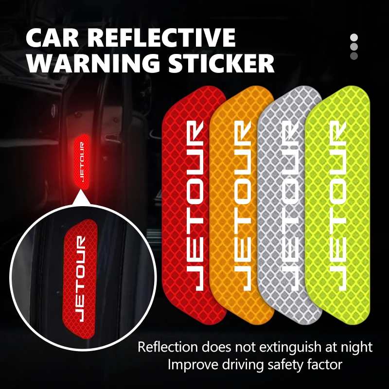 4PCS JETOUR Logo Car Door Reflective Stickers Safety Opening Warning Reflector Tape Night Driving Safety Decal for Jetour All Mo
4PCS JETOUR Logo Car Door Reflective Stickers Safety Opening Warning Reflector Tape Night Driving Safety Decal for Jetour All Mo