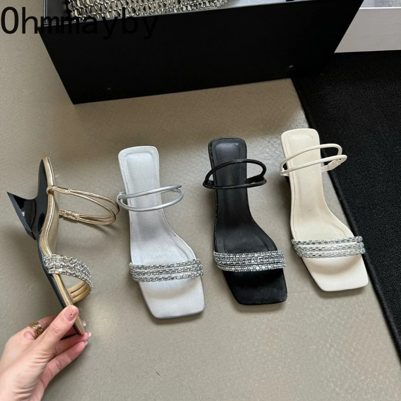 Designer Summer Square Toe Women Slippers Crystal Narrow Band High Heels Banquet Party Slide Shoes Zapatos Mujer
Designer Summer Square Toe Women Slippers Crystal Narrow Band High Heels Banquet Party Slide Shoes Zapatos Mujer