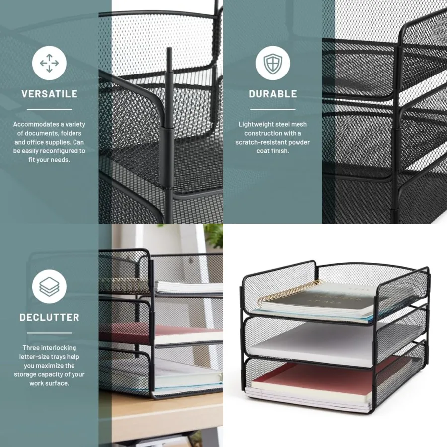 Onyx Desk Organizer, 3 Trays, Office and Classroom Mailbox, Paper and Mail Sorter, Steel Mesh
Onyx Desk Organizer, 3 Trays, Office and Classroom Mailbox, Paper and Mail Sorter, Steel Mesh