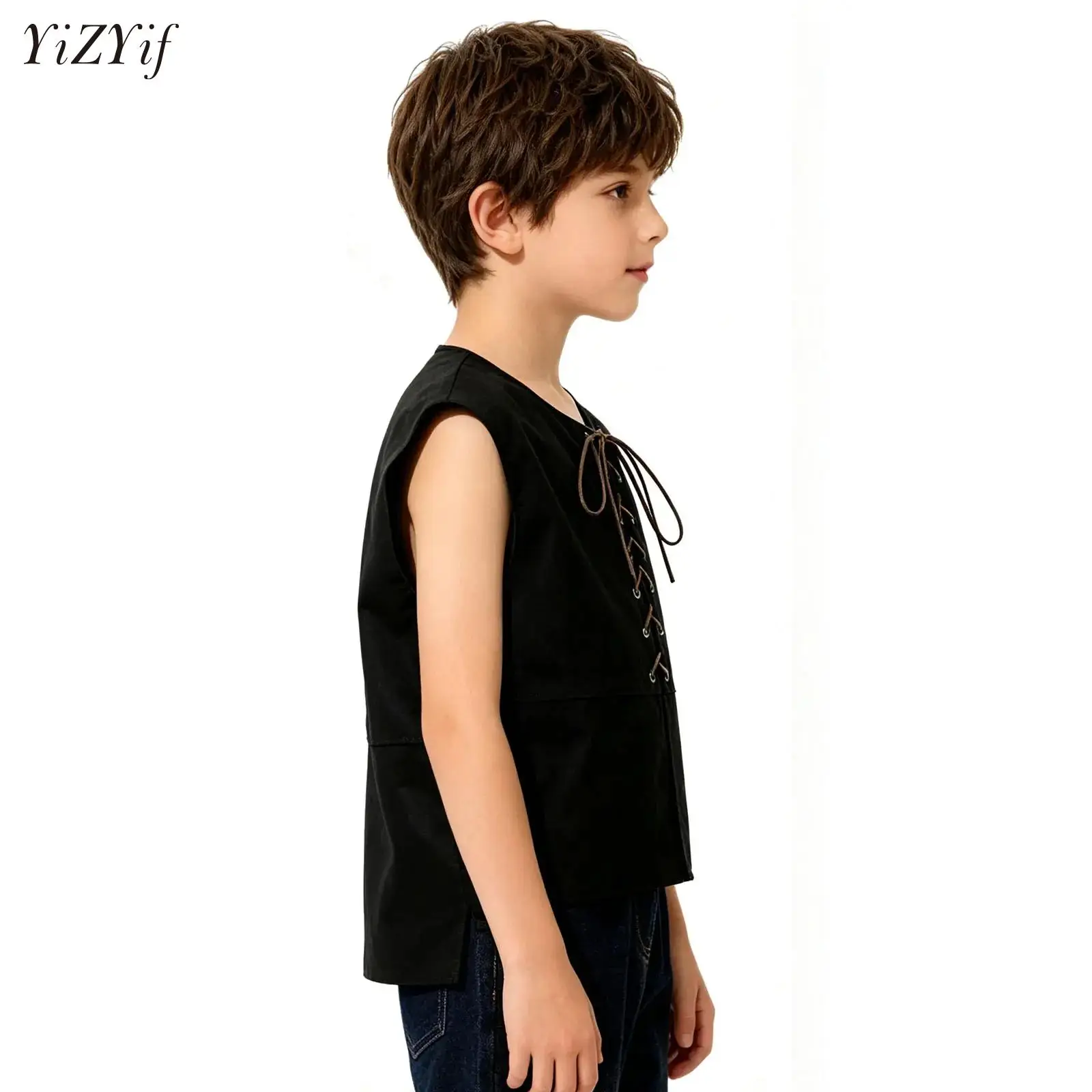 Big Boys Medieval Renaissance Vest Halloween Party Pirate Costumes V Neck Sleeveless Lace-up Pirate Gothic Steampunk Waistcoat
Big Boys Medieval Renaissance Vest Halloween Party Pirate Costumes V Neck Sleeveless Lace-up Pirate Gothic Steampunk Waistcoat