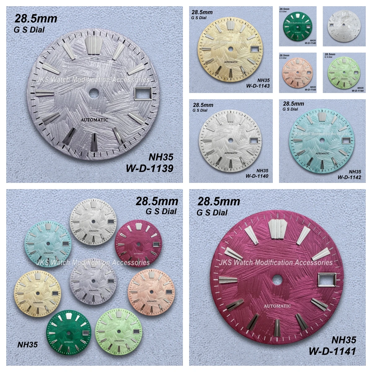 28.5mm G S Logo Weave Dial Fit NH35/NH36/4R/7S Japanese Movement High-Quality Applied Index Riveted Watch Modified Accessories
28.5mm G S Logo Weave Dial Fit NH35/NH36/4R/7S Japanese Movement High-Quality Applied Index Riveted Watch Modified Accessories