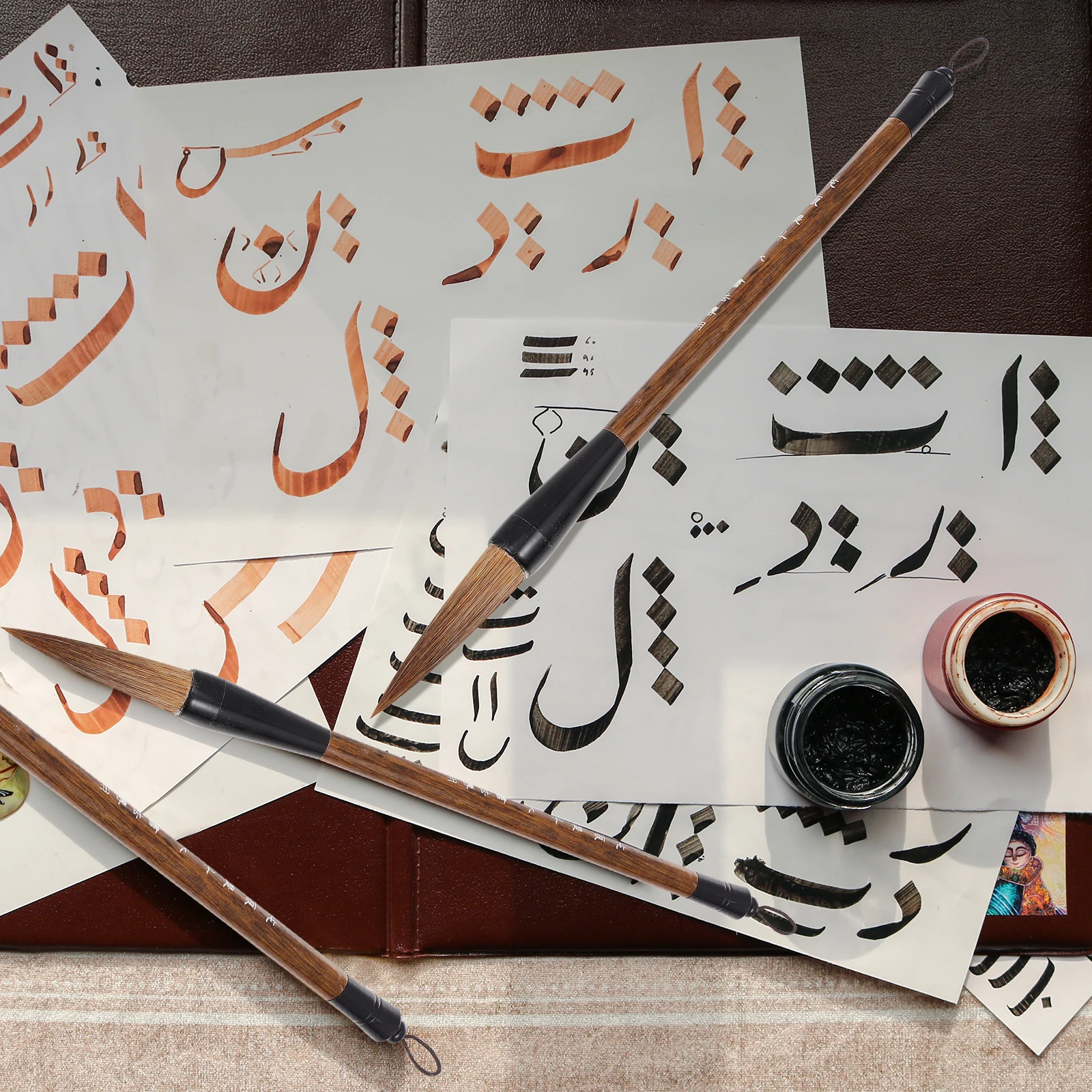 3pcs Pure Wolf Hair Calligraphy Brush Brown Wooden Stationery Painting Tool Smooth Comfortable Water Storage Traditional Art
3pcs Pure Wolf Hair Calligraphy Brush Brown Wooden Stationery Painting Tool Smooth Comfortable Water Storage Traditional Art