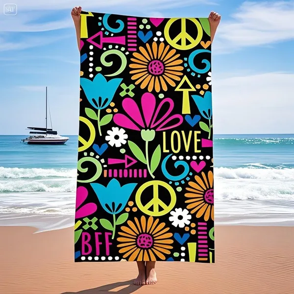 Neon Flower Peace Sign Love BFF Polyester Beach Towel Quick Dry Sand Free Bath Towel for Summer Pool Travel BFF Gift
Neon Flower Peace Sign Love BFF Polyester Beach Towel Quick Dry Sand Free Bath Towel for Summer Pool Travel BFF Gift