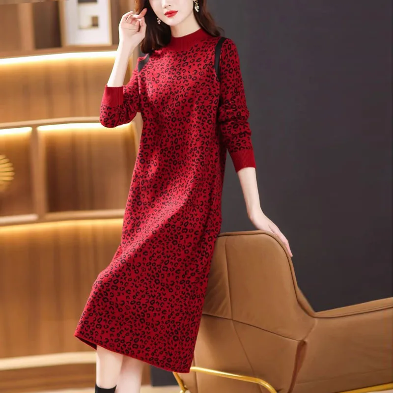 Korean Fashion Print Knitted Pullovers for Women Autumn Winter Cashmere Thick Warm Sweater Dress Elegant Loose Prom Dresses
Korean Fashion Print Knitted Pullovers for Women Autumn Winter Cashmere Thick Warm Sweater Dress Elegant Loose Prom Dresses