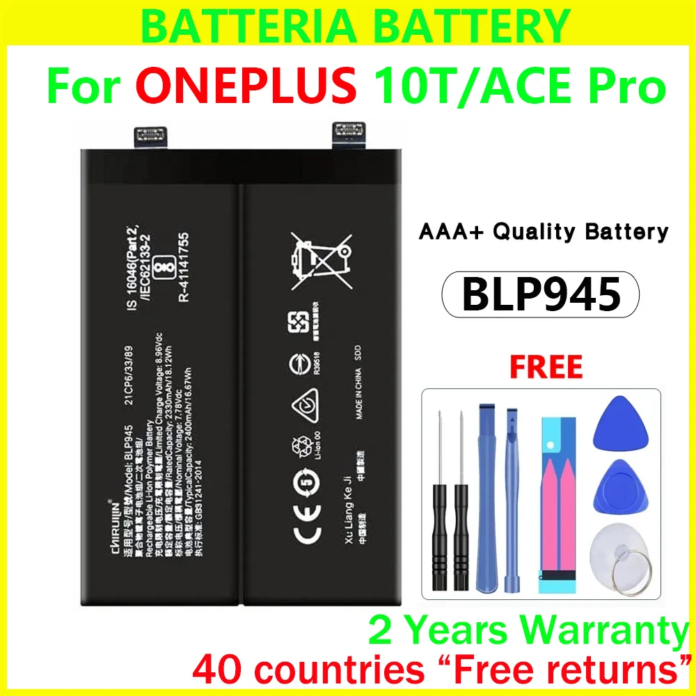 New BLP945 Battery For OnePlus 10T OnePlus ACE Pro BLP945 Genuine Replacement Batteries With Free Tools
New BLP945 Battery For OnePlus 10T OnePlus ACE Pro BLP945 Genuine Replacement Batteries With Free Tools