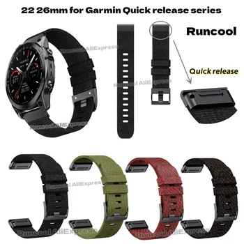 Runcool 22 26MM Suitable for Garmin Fenix7X Pro/6X/5 Nylon Jacquard Ribbon Suitable for Fenix6/7/Instinct Replacetment Bracele