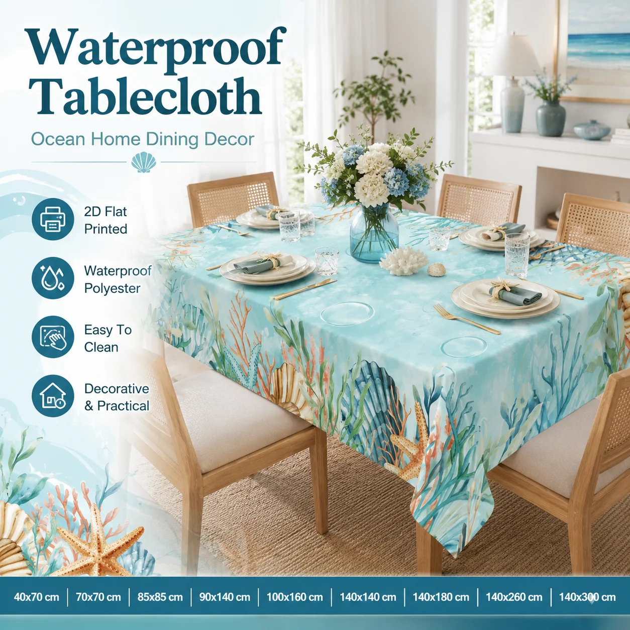 Light Blue Marine Coral Tablecloth 2D Flat Printed Waterproof Polyester Desk Cover For Home Kitchen Banquet Spring Summer
Light Blue Marine Coral Tablecloth 2D Flat Printed Waterproof Polyester Desk Cover For Home Kitchen Banquet Spring Summer
