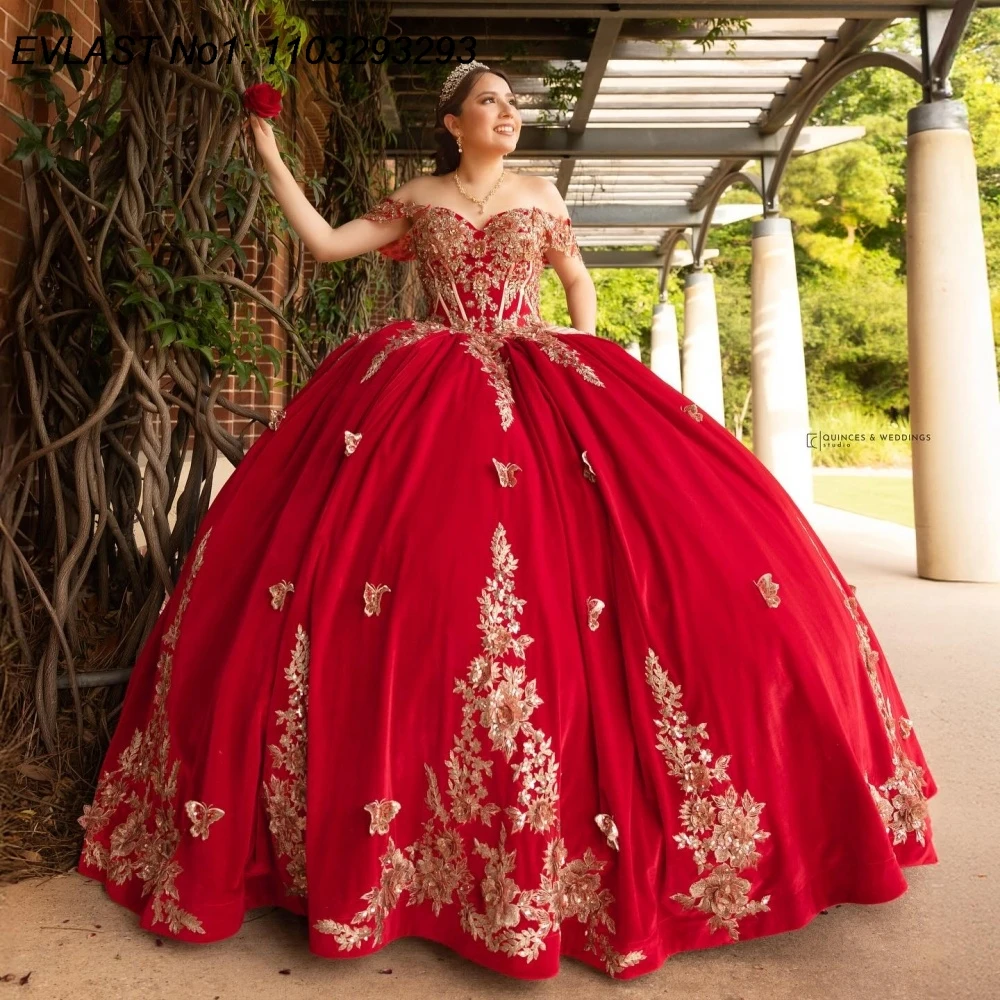 EVLAST индивидуальное блестящее красное бальное платье Quinceanera платье с золотой бабочкой и аппликацией из бисера Sweet 16, Vestidos De 15 Anos E1QN320
EVLAST индивидуальное блестящее красное бальное платье Quinceanera платье с золотой бабочкой и аппликацией из бисера Sweet 16, Vestidos De 15 Anos E1QN320