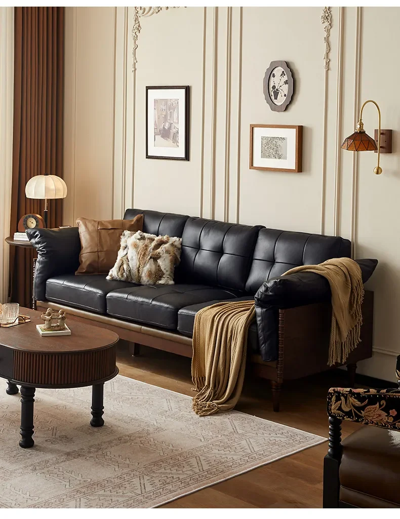 PYH retro leather sofa small apartment living room home solid wood sofa medium antique cowhide sofa
PYH retro leather sofa small apartment living room home solid wood sofa medium antique cowhide sofa