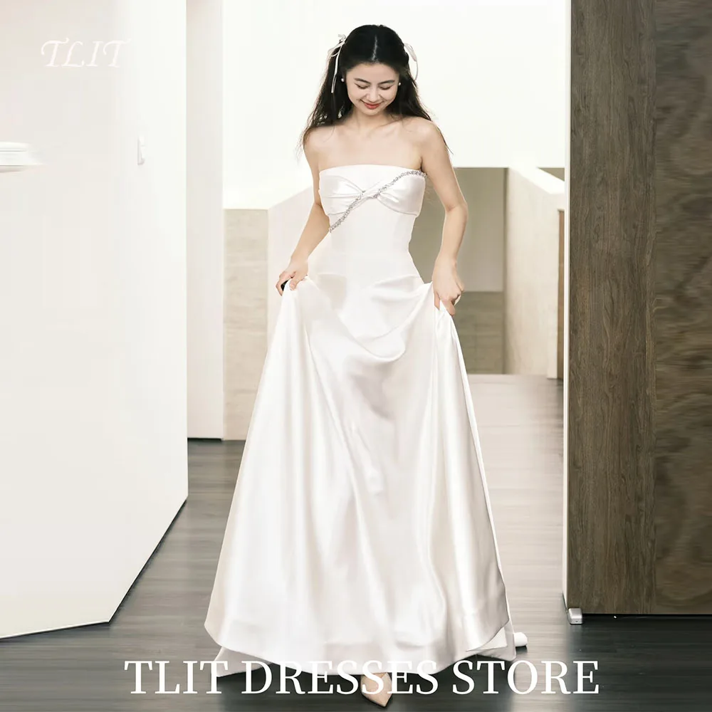 TLIT Elegant White A-Line Wedding Dress Strapless Prom Gowns Korea Bridal Dress Photos Shoot Customized Sweep Train Gowns
TLIT Elegant White A-Line Wedding Dress Strapless Prom Gowns Korea Bridal Dress Photos Shoot Customized Sweep Train Gowns