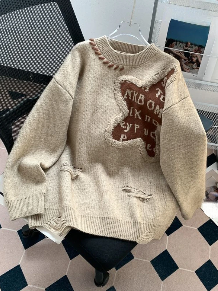 Lazy Style Pullovers Letter Jacquard Hole Long Sleeve Autumn Winter Casual Loose Sweaters All Match Vintage 2024 Women Clothing
Lazy Style Pullovers Letter Jacquard Hole Long Sleeve Autumn Winter Casual Loose Sweaters All Match Vintage 2024 Women Clothing