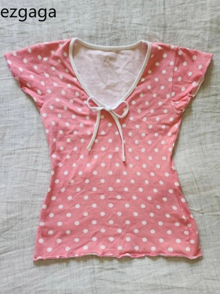 Kimutomo T Shirts Women Sweet Vintage Polka Collar V Neck Bow Short Sleeve Slim Harajuku Y2k Crop Tops Ladies Casual Tshirt
Kimutomo T Shirts Women Sweet Vintage Polka Collar V Neck Bow Short Sleeve Slim Harajuku Y2k Crop Tops Ladies Casual Tshirt