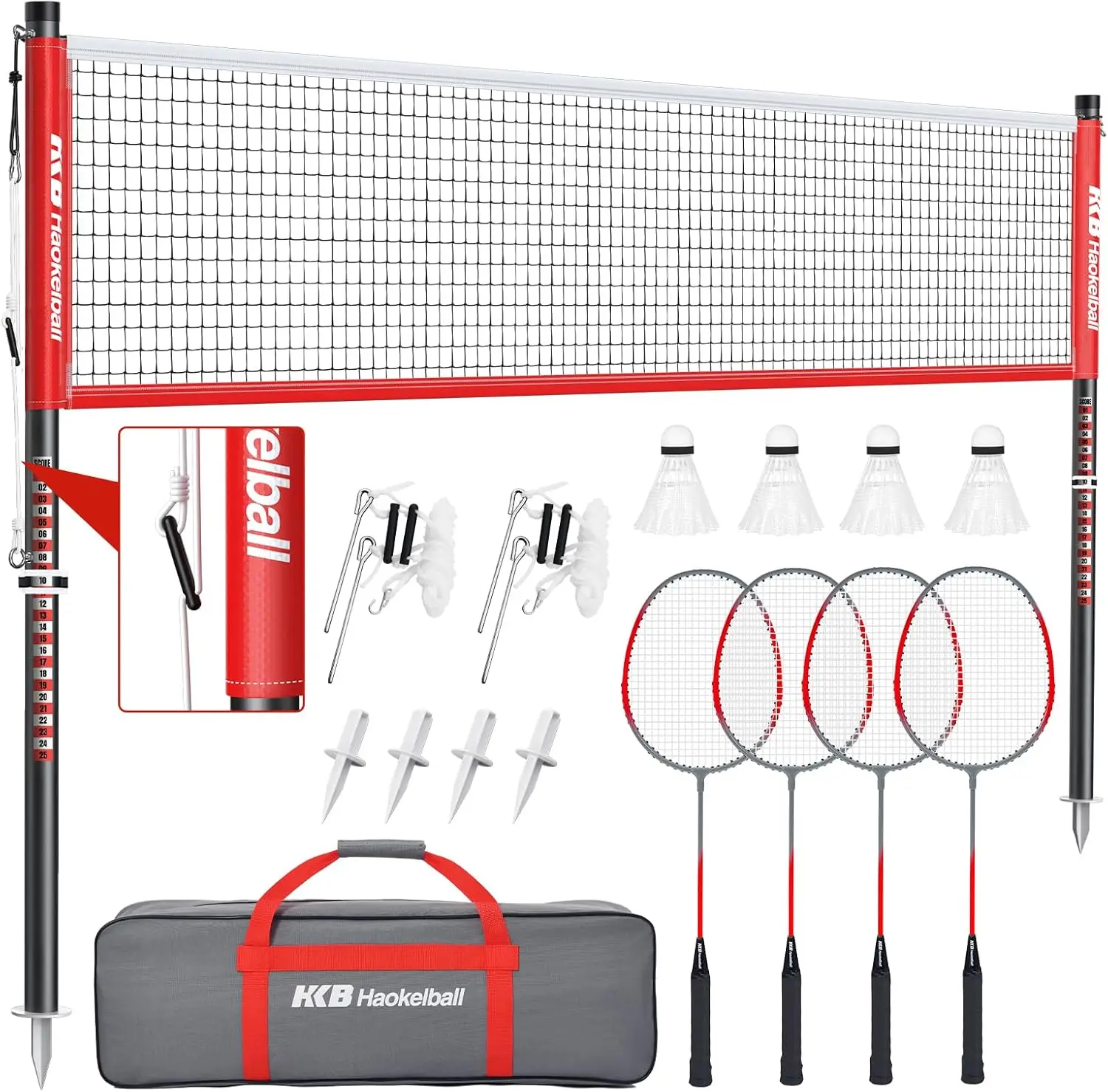 20ft Badminton Net Set with Anti-Sag Winch, 4 Rackets, 3 Shuttlecocks & Carry Bag for Backyard, Grass, Beach Games
20ft Badminton Net Set with Anti-Sag Winch, 4 Rackets, 3 Shuttlecocks & Carry Bag for Backyard, Grass, Beach Games