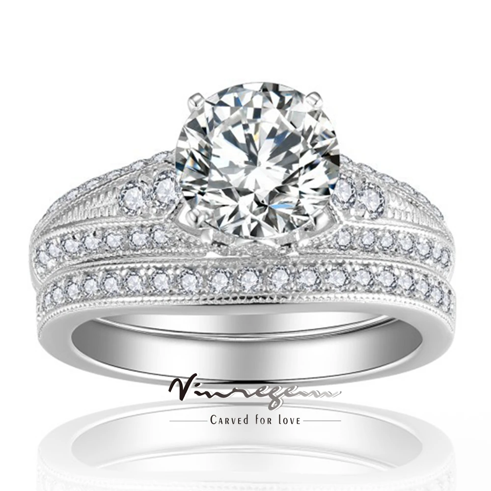 Vinregem 3EX VVS1 D Color 7.5 MM Round Cut Real Moissanite Diamonds Gems Engagement Ring Sets 925 Sterling Silver Fine Jewelry
Vinregem 3EX VVS1 D Color 7.5 MM Round Cut Real Moissanite Diamonds Gems Engagement Ring Sets 925 Sterling Silver Fine Jewelry