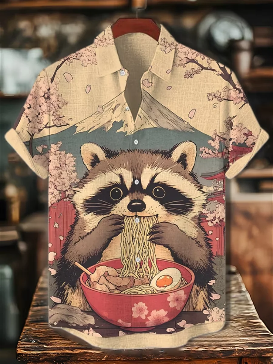 Hawaiian style men's short sleeved linen shirt, button design, digital printing, casual and comfortable, fashionable dressing
Hawaiian style men's short sleeved linen shirt, button design, digital printing, casual and comfortable, fashionable dressing