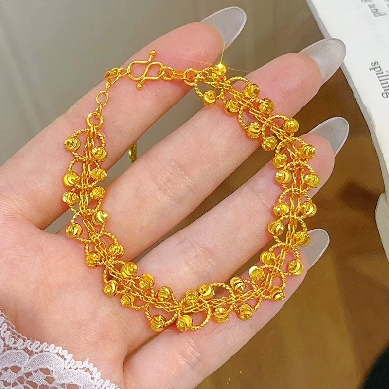 Luxury 24K 9999 Pure Gold real gold Women's Lace Gipsophila Bead Bracelet Horseshoe Filigold Bracelet
Luxury 24K 9999 Pure Gold real gold Women's Lace Gipsophila Bead Bracelet Horseshoe Filigold Bracelet