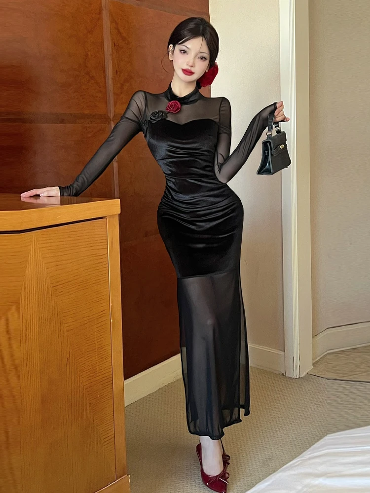 Сексуальная винтажная бархатная длинная юбка с эффектом пэчворк и прозрачными вставками, облегающая, для молодых женщин, в китайском стиле
Сексуальная винтажная бархатная длинная юбка с эффектом пэчворк и прозрачными вставками, облегающая, для молодых женщин, в китайском стиле