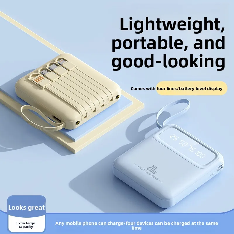 Портативный мобильный аккумулятор сверхбольшой емкости, 20000 мАч, быстрая зарядка, мини со встроенным кабелем, подходит для большинства электроники
Портативный мобильный аккумулятор сверхбольшой емкости, 20000 мАч, быстрая зарядка, мини со встроенным кабелем, подходит для большинства электроники