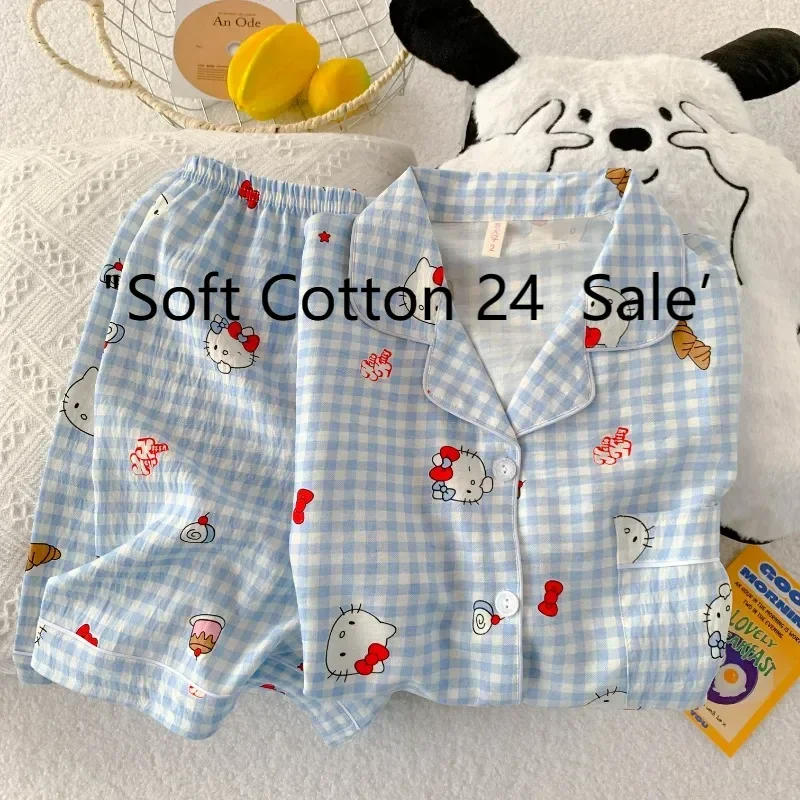 Новые весенне-летние женские пижамы Hello Kitty, милые шорты с короткими рукавами с героями мультфильмов, комплект из двух предметов, домашняя одежда Hello Kitty
Новые весенне-летние женские пижамы Hello Kitty, милые шорты с короткими рукавами с героями мультфильмов, комплект из двух предметов, домашняя одежда Hello Kitty