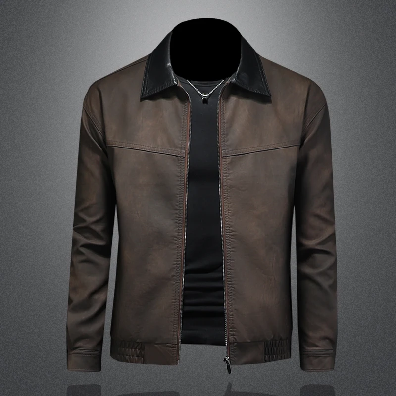 Мужская кожаная куртка Slim Fit в байкерском стиле, однотонная, с воротником-стойкой, осенне-зимняя, новый стиль, Tagkita, молодежная повседневная куртка из искусственной кожи
Мужская кожаная куртка Slim Fit в байкерском стиле, однотонная, с воротником-стойкой, осенне-зимняя, новый стиль, Tagkita, молодежная повседневная куртка из искусственной кожи