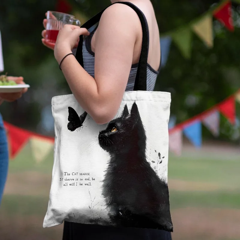 1pc Cat & Butterfly Tote Bag with "Everything Will Be Fine" Phrase - Cute Kitten & Butterfly Print Large Capacity Shopping Bag
1pc Cat & Butterfly Tote Bag with "Everything Will Be Fine" Phrase - Cute Kitten & Butterfly Print Large Capacity Shopping Bag