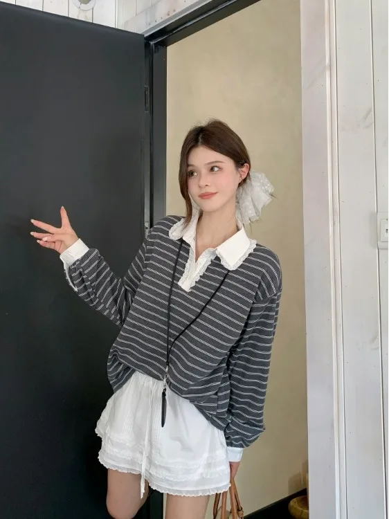 plus Size Lazy Style Set Early Autumn Casual Collar Striped Long Sleeve Top White Skirt Fashionable Korean Loose Fit
plus Size Lazy Style Set Early Autumn Casual Collar Striped Long Sleeve Top White Skirt Fashionable Korean Loose Fit