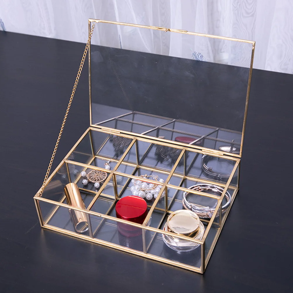 Retro Copper Frame 6-Grid Jewelry Organizer Storage Box Dustproof Lid For Earrings Necklaces Rings Display Case Clear
Retro Copper Frame 6-Grid Jewelry Organizer Storage Box Dustproof Lid For Earrings Necklaces Rings Display Case Clear