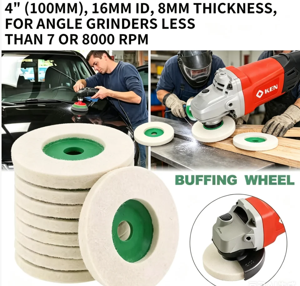 1-10pcs100mm Polishing Wool Wheel Grinding Disc 4" Industrial Wool Felt Wheel Metal Rust Removal Grinding Disc for Angle Grinder
1-10pcs100mm Polishing Wool Wheel Grinding Disc 4" Industrial Wool Felt Wheel Metal Rust Removal Grinding Disc for Angle Grinder