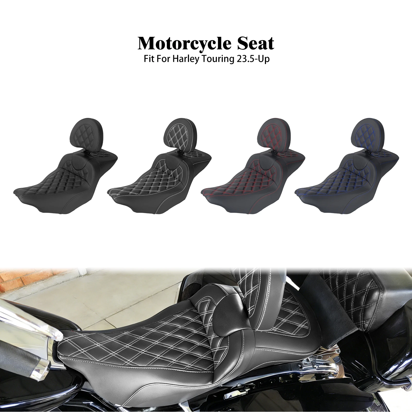 Motorcycle Driver Passenger Seat With Adjustable Backrest Cushion For Harley Touring Road Street Electra Glide Limited 2023.5-Up
Motorcycle Driver Passenger Seat With Adjustable Backrest Cushion For Harley Touring Road Street Electra Glide Limited 2023.5-Up