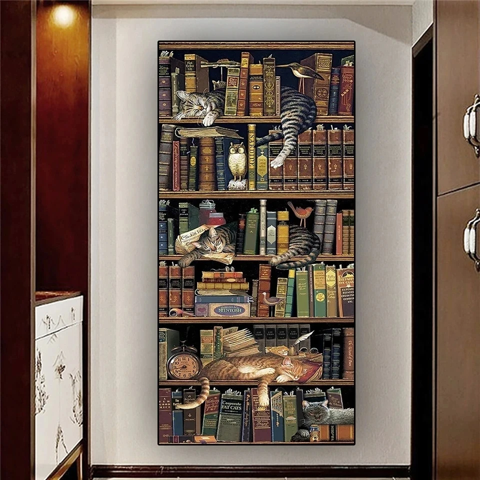 Алмазная картина, большие черные кошки, книжная полка, 5D DIY, полная алмазная вышивка, вышивка крестиком, стразы, картина, художественные ремесла
Алмазная картина, большие черные кошки, книжная полка, 5D DIY, полная алмазная вышивка, вышивка крестиком, стразы, картина, художественные ремесла