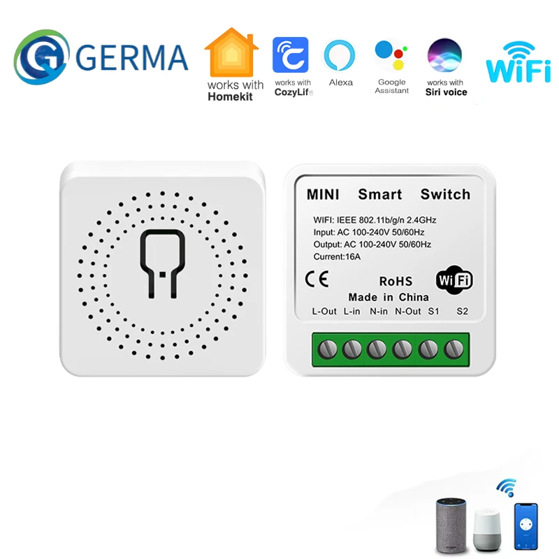 GERMA HomeKit Switch Mini Wifi Relay Moudle 2-way Siri App Voice Control Smart Light Switch for Apple Smart Home Wall Switches
GERMA HomeKit Switch Mini Wifi Relay Moudle 2-way Siri App Voice Control Smart Light Switch for Apple Smart Home Wall Switches