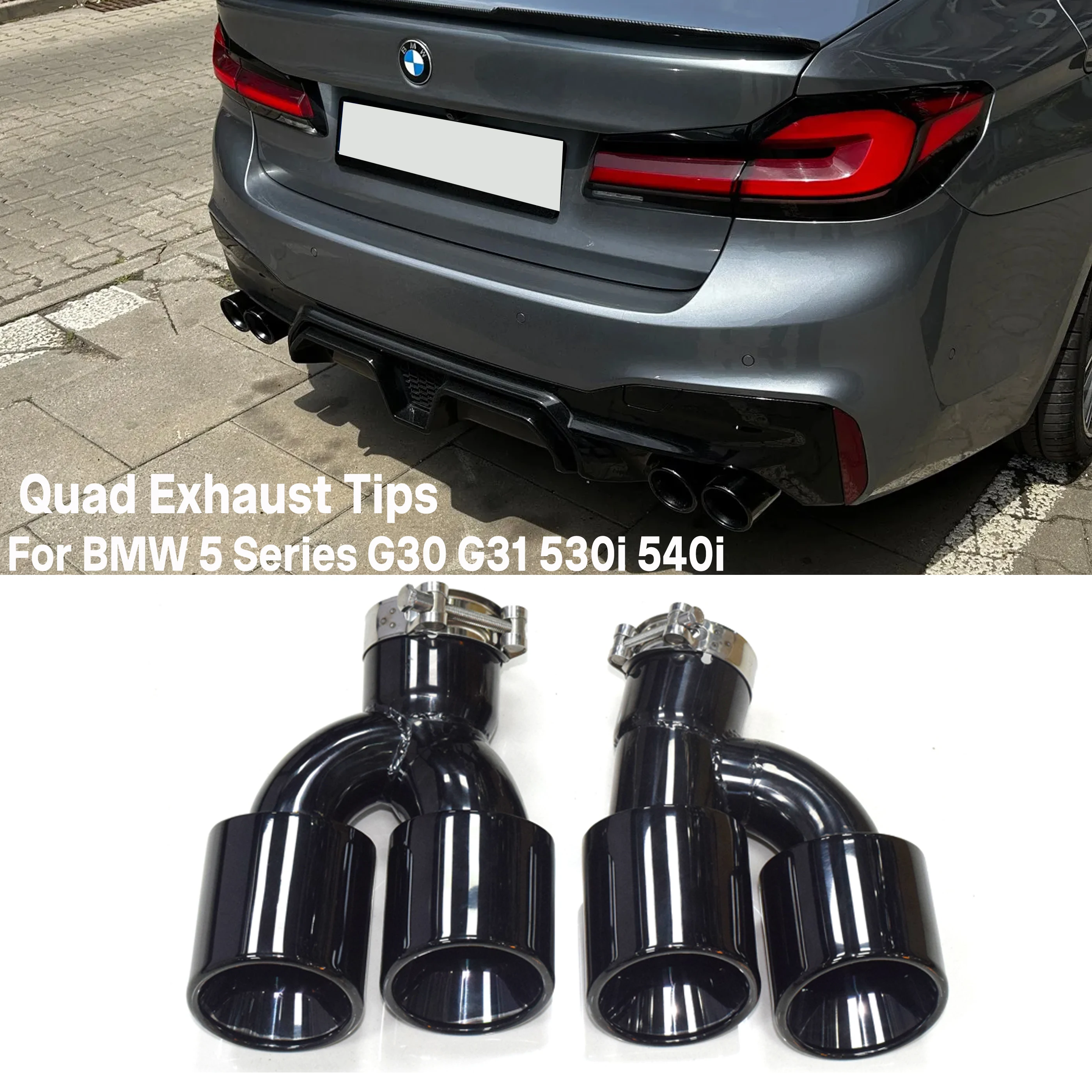 Quad Exhaust Tips for BMW 5 Series G30 G31 520i 530i 530e 540i | M5 Look Stainless Steel / Carbon Fiber Dual Tailpipe Upgrade
Quad Exhaust Tips for BMW 5 Series G30 G31 520i 530i 530e 540i | M5 Look Stainless Steel / Carbon Fiber Dual Tailpipe Upgrade