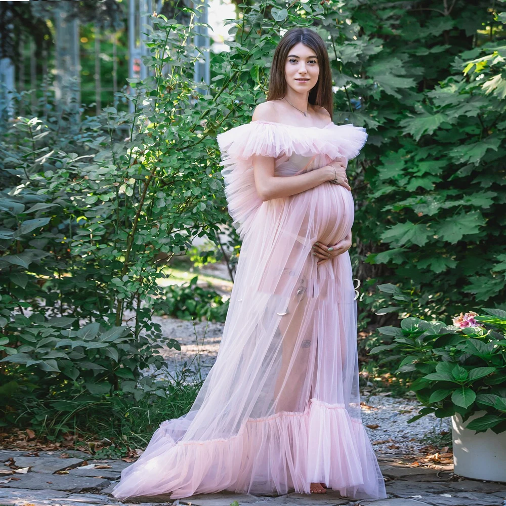 Off Shuolder Tulle Dress for Pregnant Women Party A-Line See Through Custom Made Maternity Dresses Pink Robes Open Front
Off Shuolder Tulle Dress for Pregnant Women Party A-Line See Through Custom Made Maternity Dresses Pink Robes Open Front