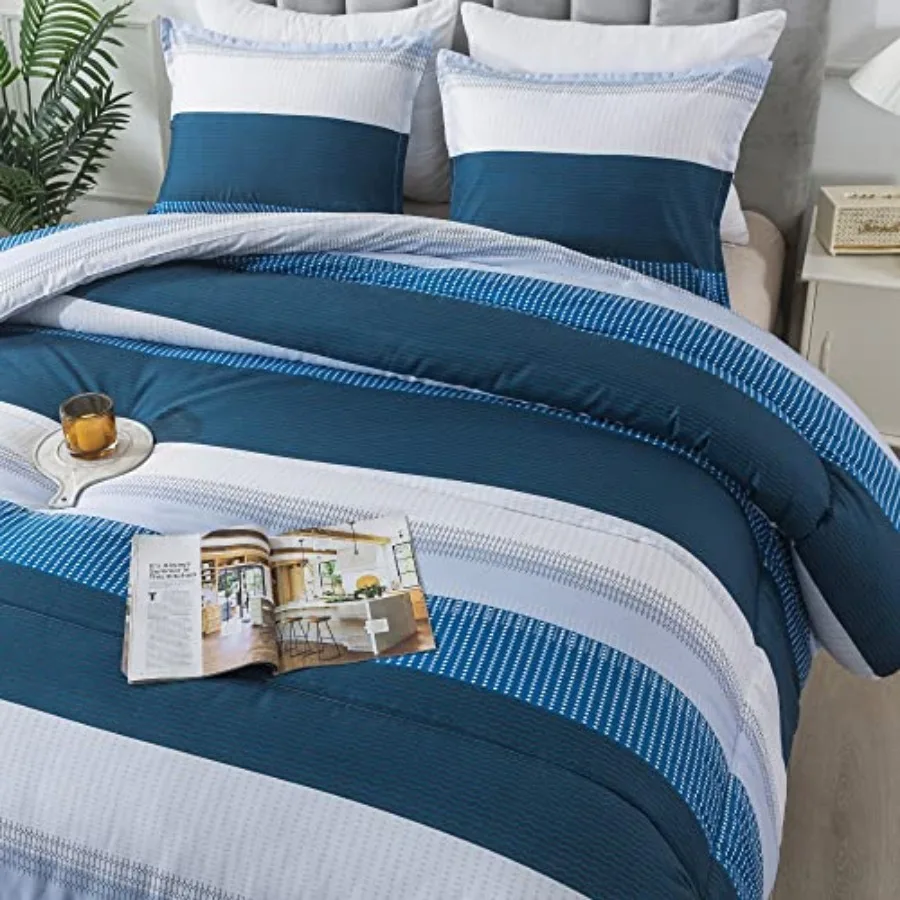 Stripe Comforter Set Size 79x90 Inch 3 Pieces Patchwork Striped Comforter Soft Down Alternative Comforter Bedding Set with Corn
Stripe Comforter Set Size 79x90 Inch 3 Pieces Patchwork Striped Comforter Soft Down Alternative Comforter Bedding Set with Corn