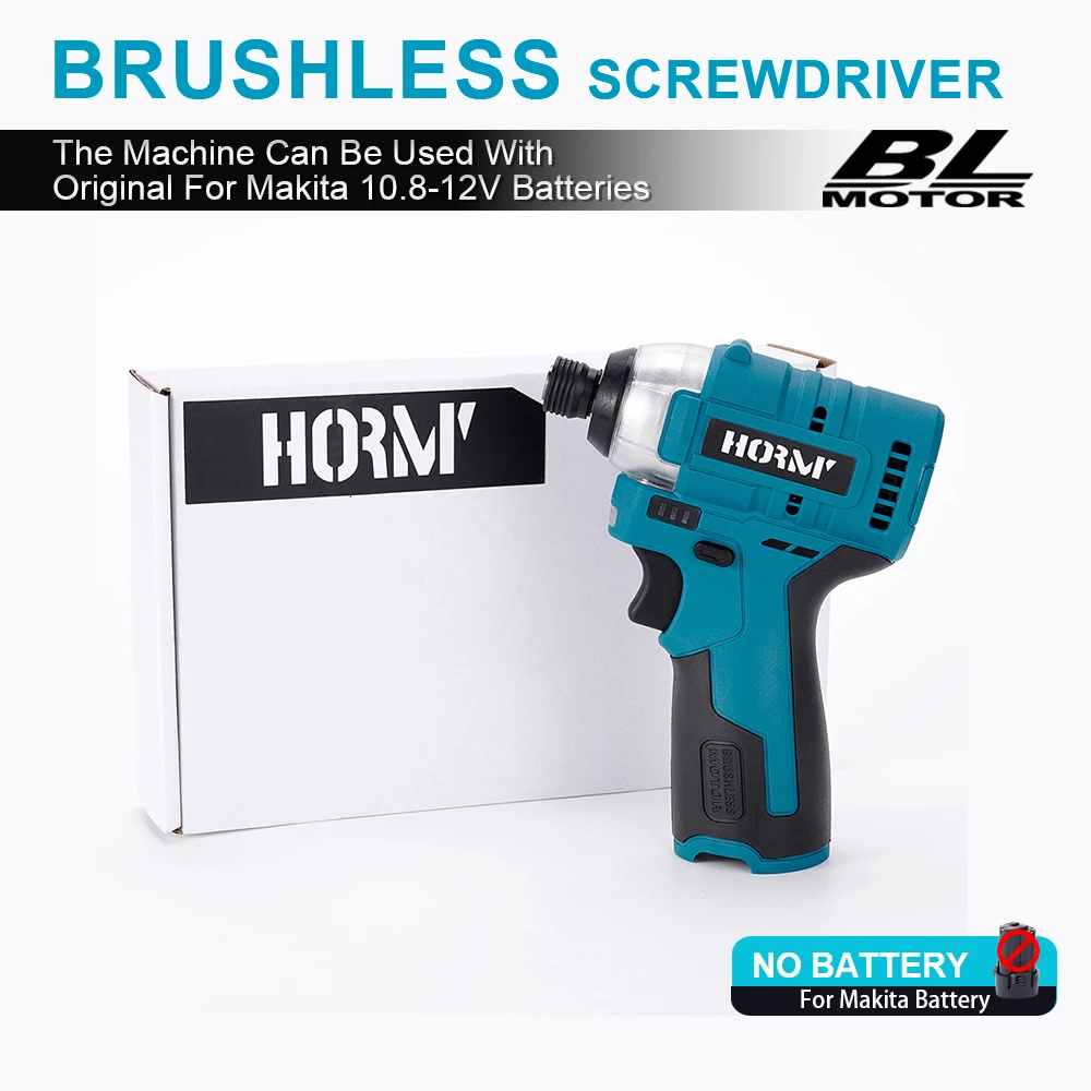 Hormy 120N.m Brushless Impact Screwdriver Cordless Electric Drill 1/4" Screw Driver Mini Fastening Tool For Makita 10.8V Battery
Hormy 120N.m Brushless Impact Screwdriver Cordless Electric Drill 1/4" Screw Driver Mini Fastening Tool For Makita 10.8V Battery
