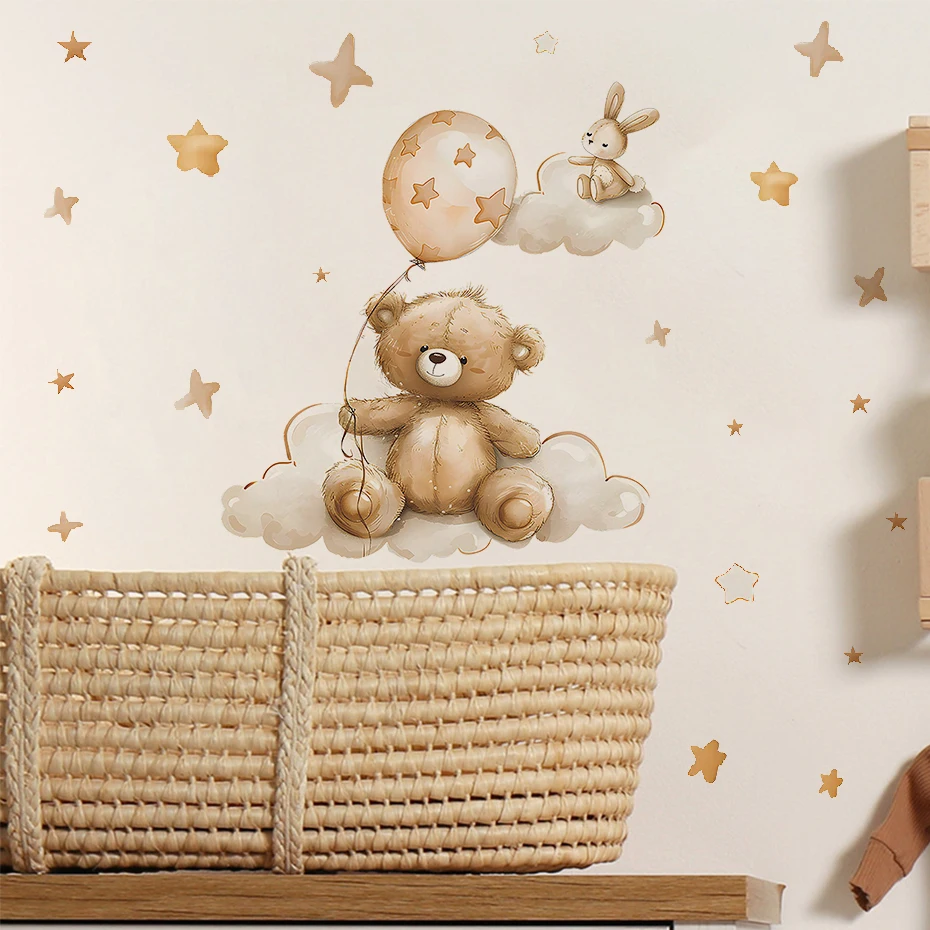 Cartoon Bear Holding Balloons Rabbit Star Wall Stickers for Kids Bedroom Children Room Decoration Living Room Decor for House
Cartoon Bear Holding Balloons Rabbit Star Wall Stickers for Kids Bedroom Children Room Decoration Living Room Decor for House
