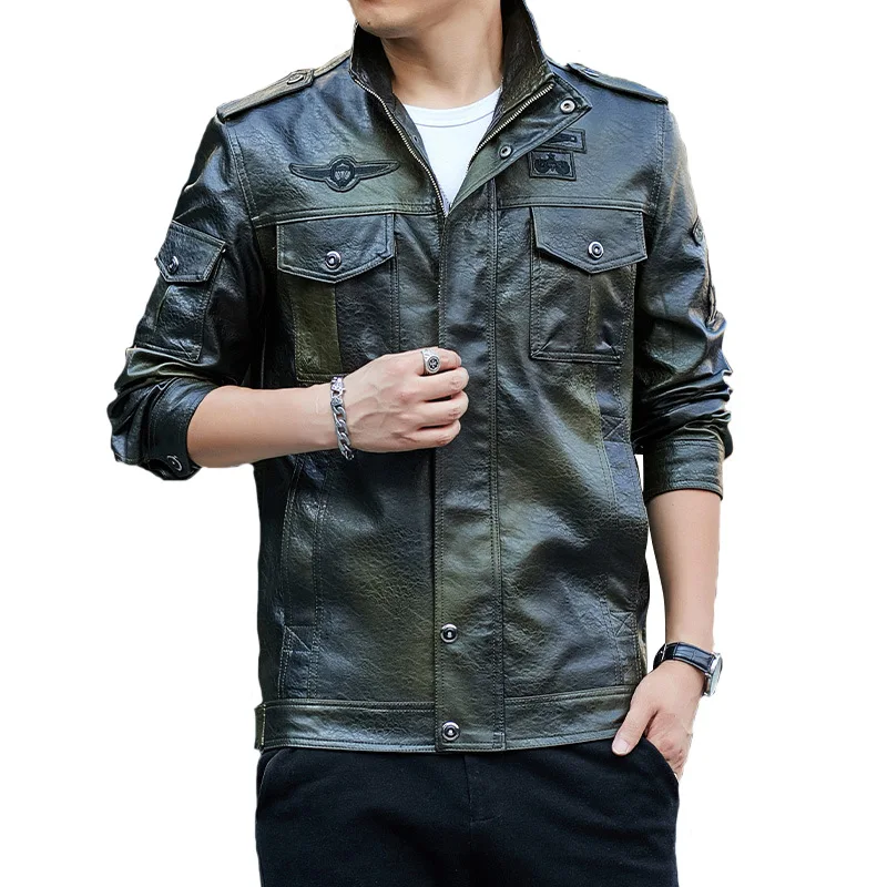 Spring and Autumn New Leisure Men Pu Leather Embroidery Locomotive Work Coat Multi-pocket Leather Jacket
Spring and Autumn New Leisure Men Pu Leather Embroidery Locomotive Work Coat Multi-pocket Leather Jacket