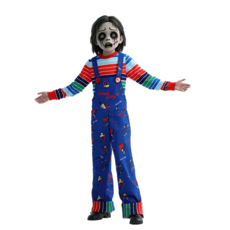 Boys Girls Ghost Baby Chucky Costume Halloween Horror Cosplay Printed Letter Bib Pants Send Scar Stickers Holiday Party Dress Up
Boys Girls Ghost Baby Chucky Costume Halloween Horror Cosplay Printed Letter Bib Pants Send Scar Stickers Holiday Party Dress Up