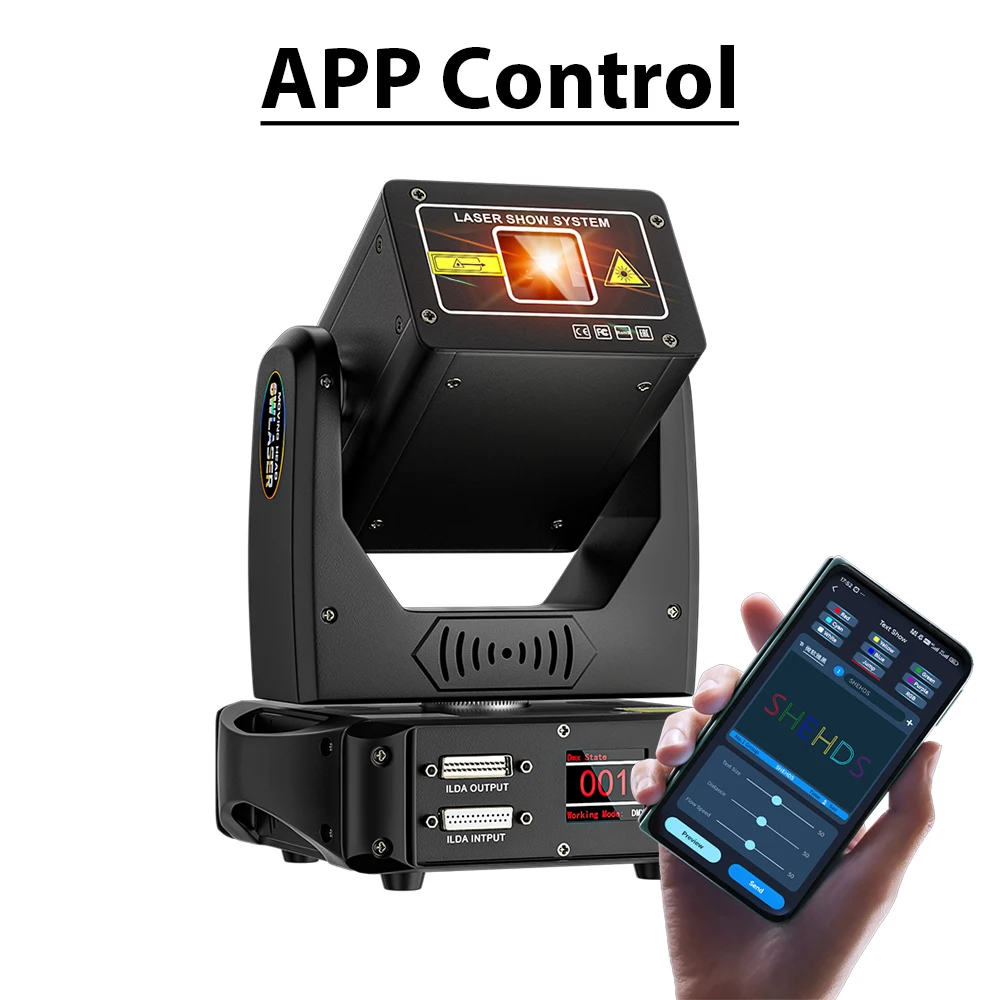 New APP Control 6W RGB Moving Head Laser RJ45 ILDA DMX512 Animation Scanner For Wedding DJ Bars Clubs High Speed Galvanometer
New APP Control 6W RGB Moving Head Laser RJ45 ILDA DMX512 Animation Scanner For Wedding DJ Bars Clubs High Speed Galvanometer