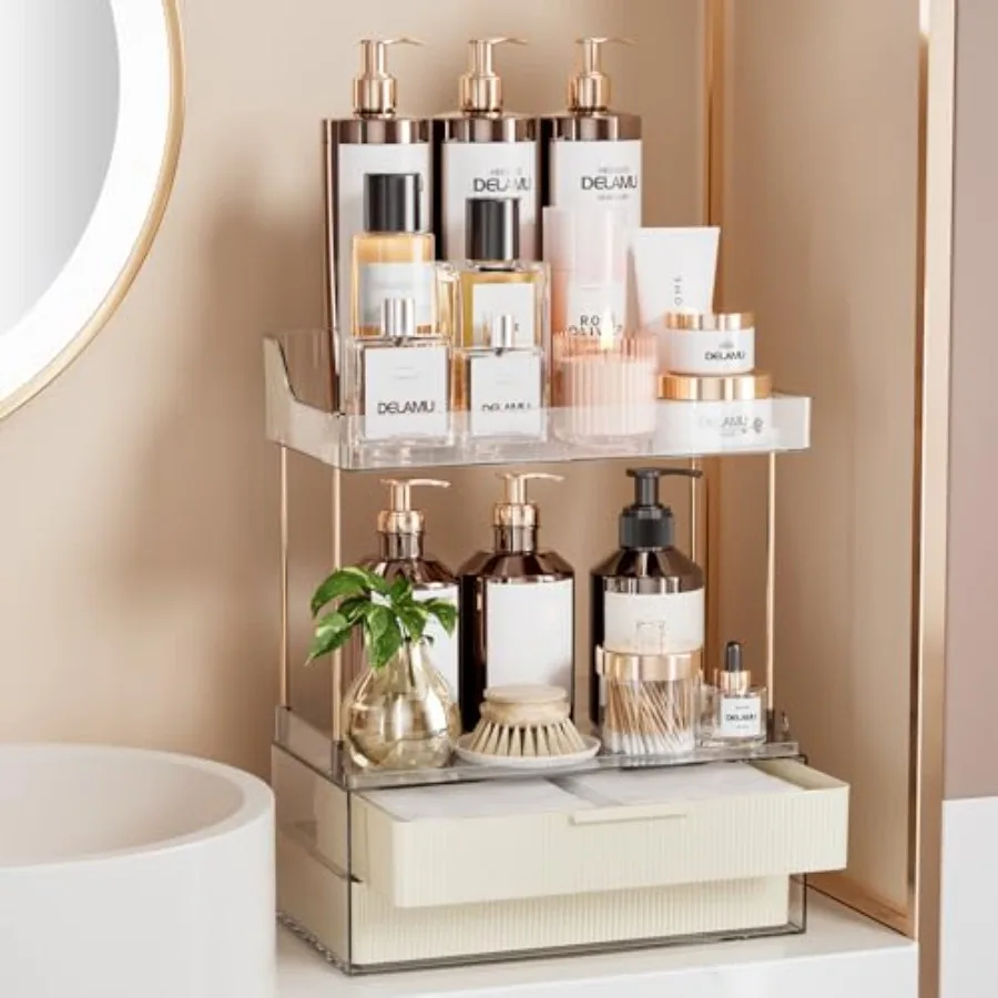 Bathroom Organizers and Storage, 2 Tier 2 Drawer Makeup Organizer Countertop, Easy to Install, Ideal for Bathroom Counter, Vani
Bathroom Organizers and Storage, 2 Tier 2 Drawer Makeup Organizer Countertop, Easy to Install, Ideal for Bathroom Counter, Vani