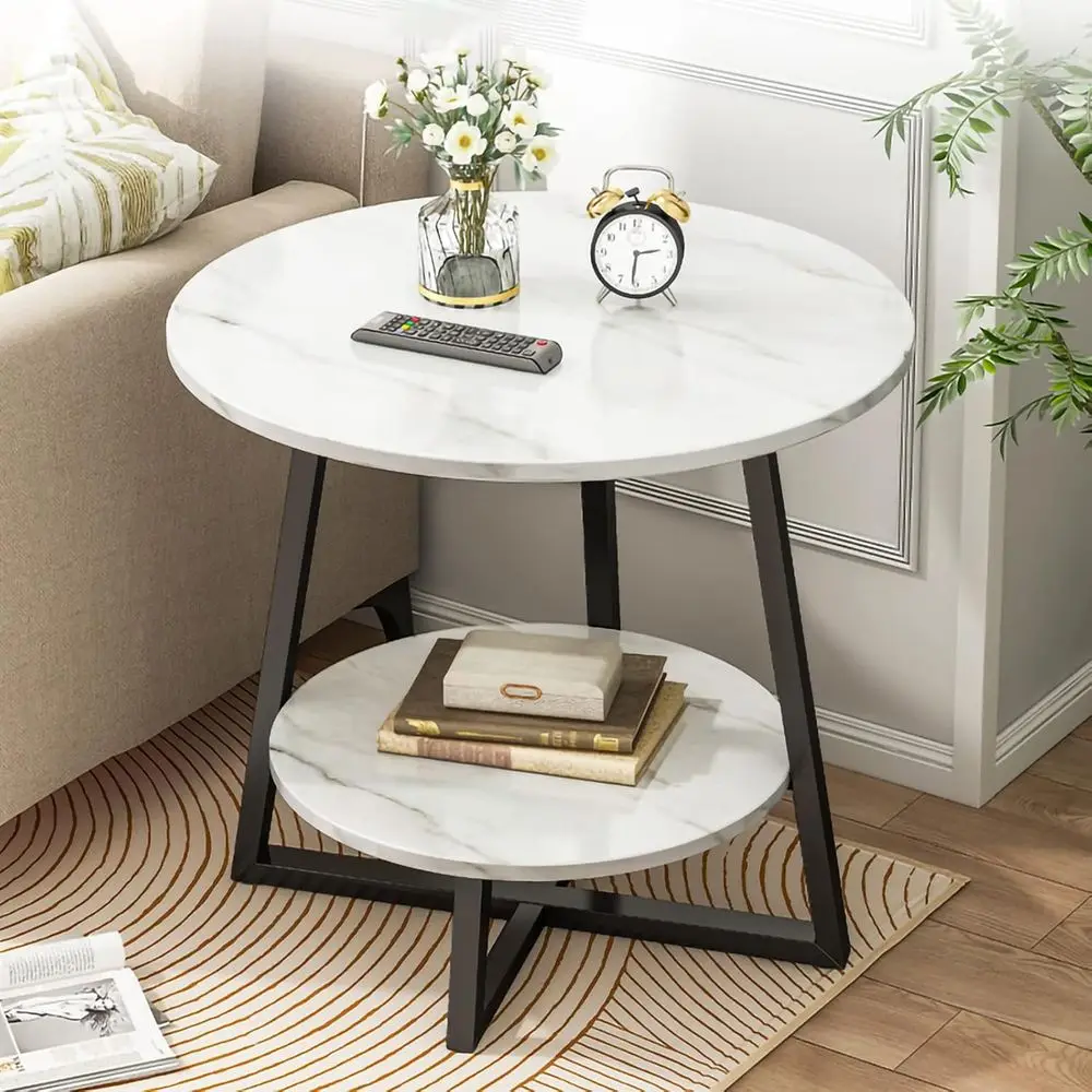 End Table with 2-Tier Storage Shel, Round Soa Table End Table Tea Table Marble inish and Cruciorm Base e, ern Side Table or Livi
End Table with 2-Tier Storage Shel, Round Soa Table End Table Tea Table Marble inish and Cruciorm Base e, ern Side Table or Livi