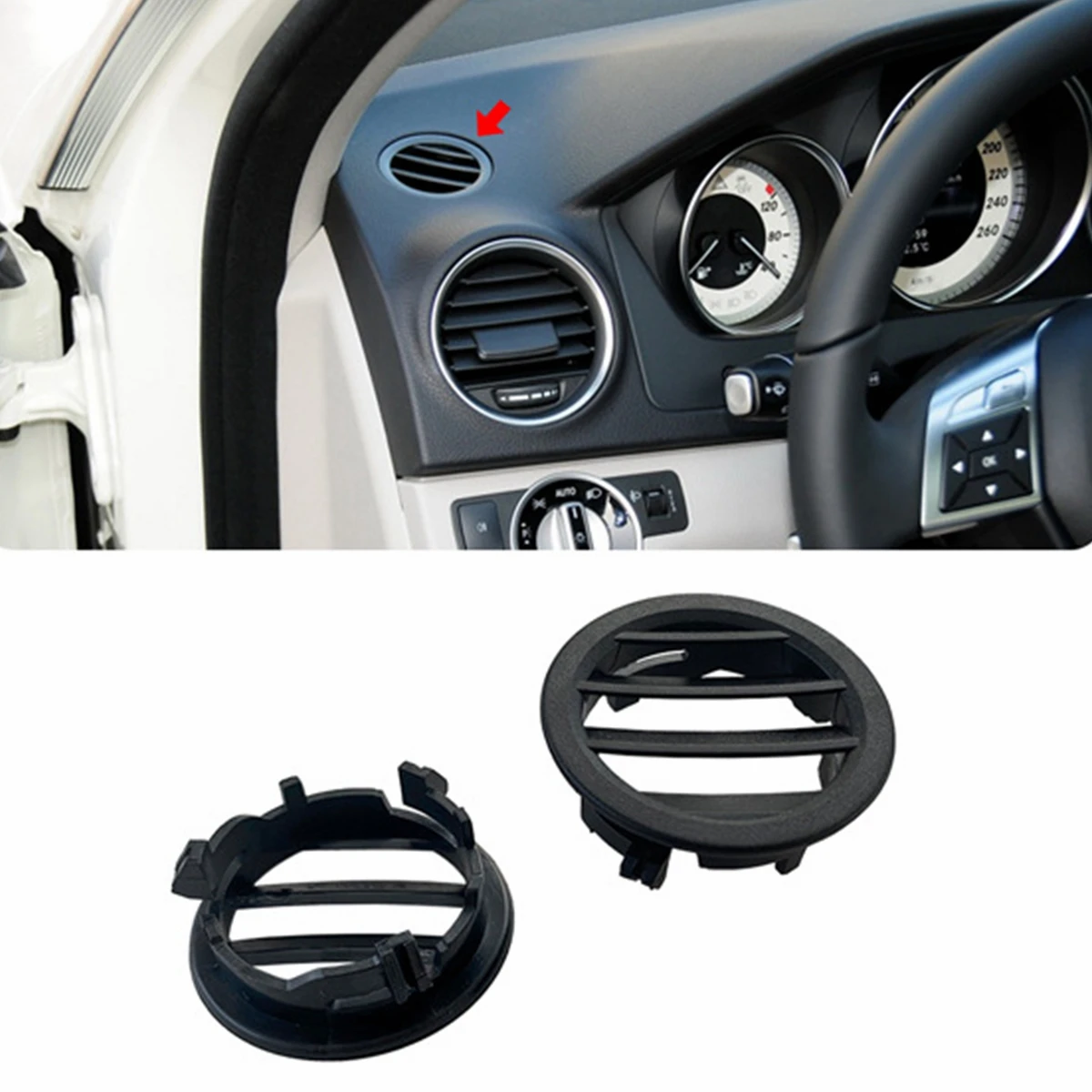 Решетка вентиляционного отверстия для приборной панели автомобиля, черная панель для Mercedes Benz C Class W204 C180 C200 C220 C230 C260 C280 C300
Решетка вентиляционного отверстия для приборной панели автомобиля, черная панель для Mercedes Benz C Class W204 C180 C200 C220 C230 C260 C280 C300