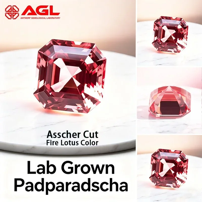 Lab Grown Padparadscha Gemstone Asscher Cut Fire Lotus Color DIY Ring Necklace Earrings Main Materials AGL Certificate
Lab Grown Padparadscha Gemstone Asscher Cut Fire Lotus Color DIY Ring Necklace Earrings Main Materials AGL Certificate