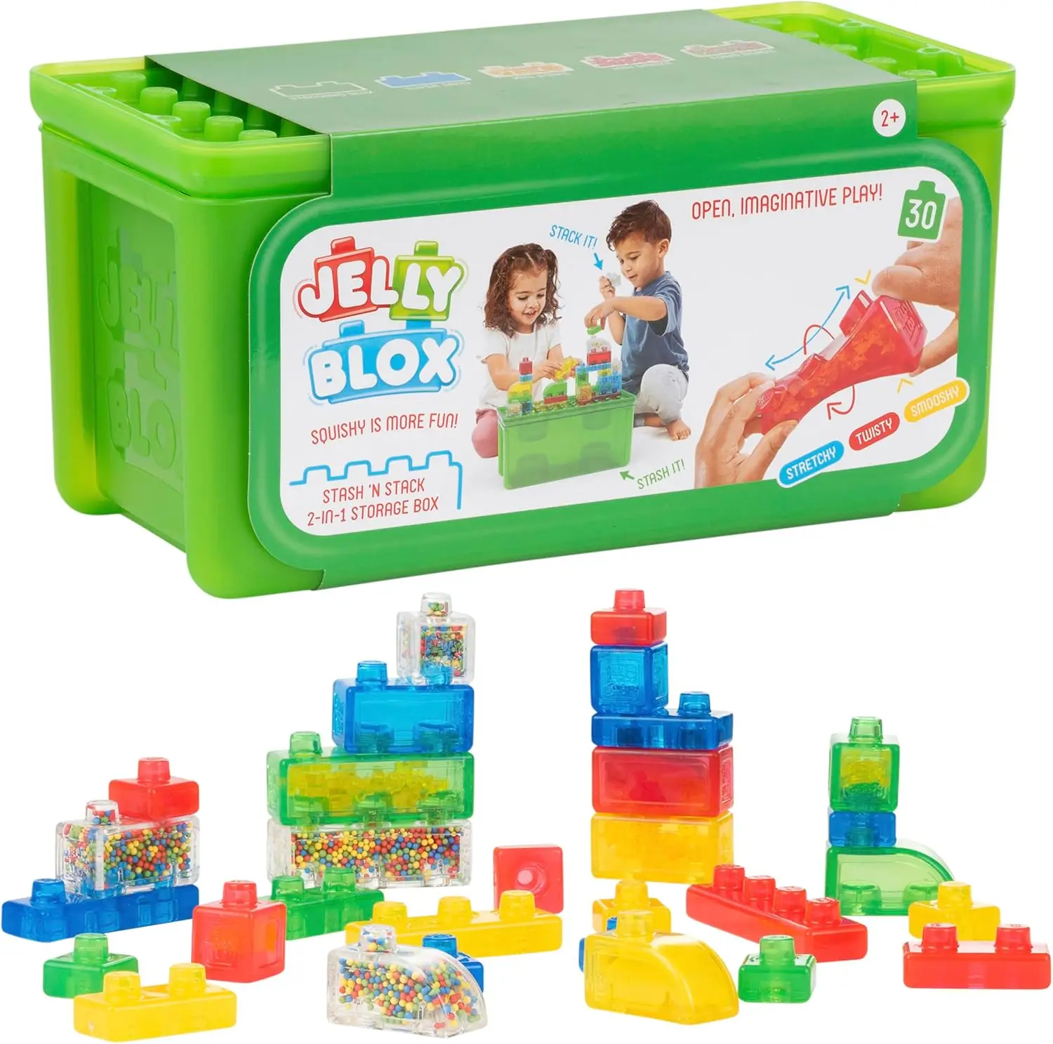 Jelly Blox Stash 'N Stack 2-in-1 Storage Case with 30 Blocks | Toddler & Preschool Building Blocks Kids Can Squeeze & Stretch | MESH ACCREDITED | Safety Tested & Ouch-Free | Sensory Play Toy Ages 2+
Jelly Blox Stash 'N Stack 2-in-1 Storage Case with 30 Blocks | Toddler & Preschool Building Blocks Kids Can Squeeze & Stretch | MESH ACCREDITED | Safety Tested & Ouch-Free | Sensory Play Toy Ages 2+