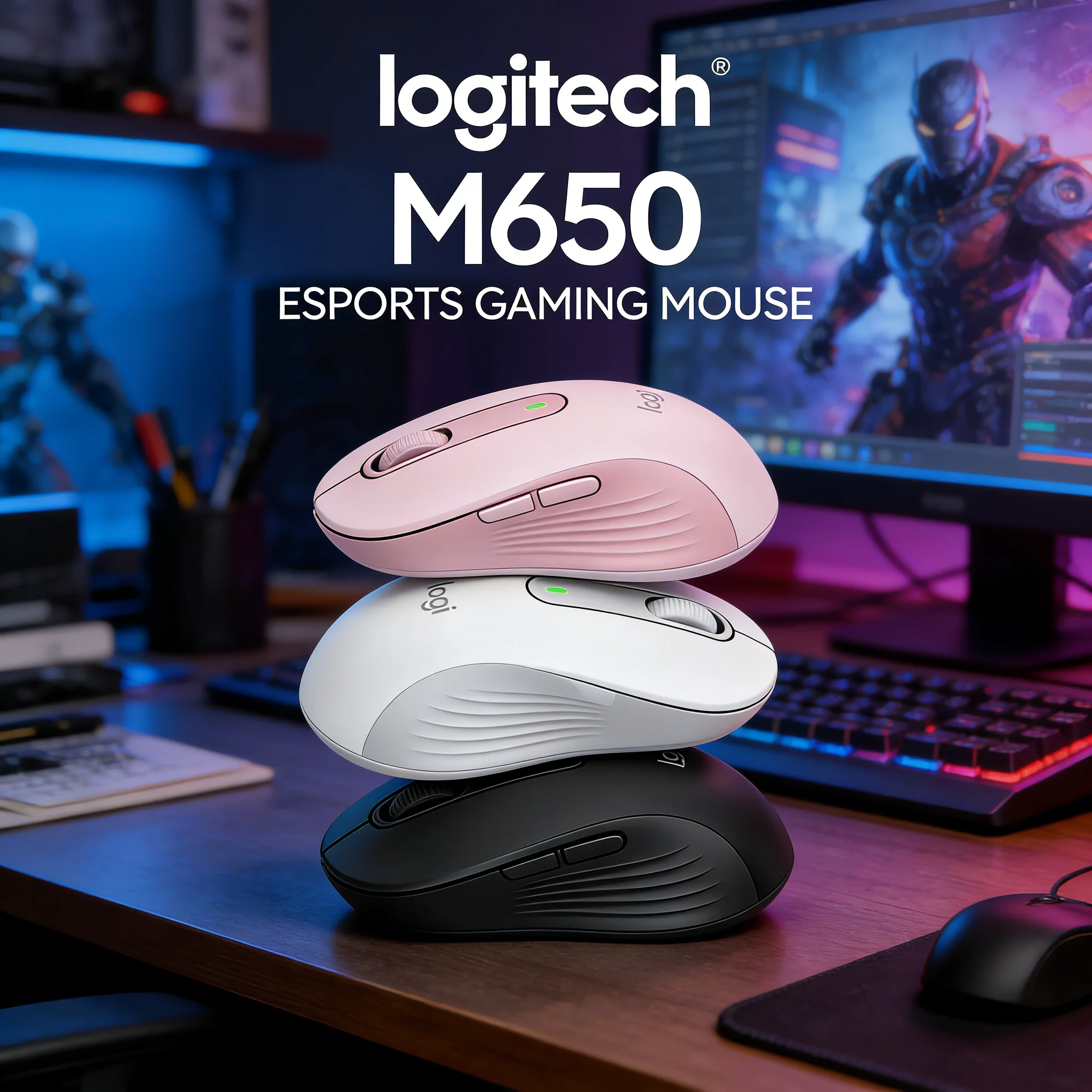 Logitech M650 Wireless Ergonomic Mouse Soft Thumb Rest 90% Quieter Clicks Dual Connectivity for Comfortable Computing
Logitech M650 Wireless Ergonomic Mouse Soft Thumb Rest 90% Quieter Clicks Dual Connectivity for Comfortable Computing