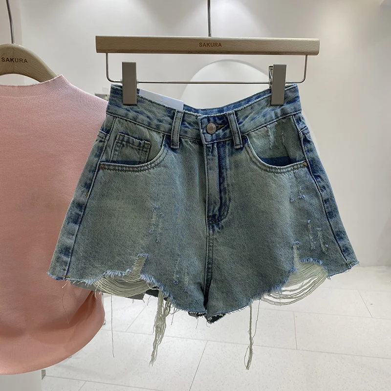 Summer Women Hole Denim Shorts Korean Style Leisure High Waist Wide Leg Hot Pants All-matched Female Mini Jeans
Summer Women Hole Denim Shorts Korean Style Leisure High Waist Wide Leg Hot Pants All-matched Female Mini Jeans