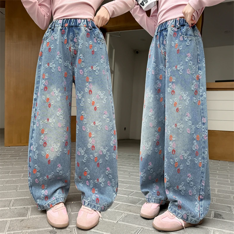 Джинсы для девочек весна-осень 2026: оранжевые жаккардовые широкие джинсы с высокой талией, эластичным поясом, повседневные, удобные детские брюки
Джинсы для девочек весна-осень 2026: оранжевые жаккардовые широкие джинсы с высокой талией, эластичным поясом, повседневные, удобные детские брюки