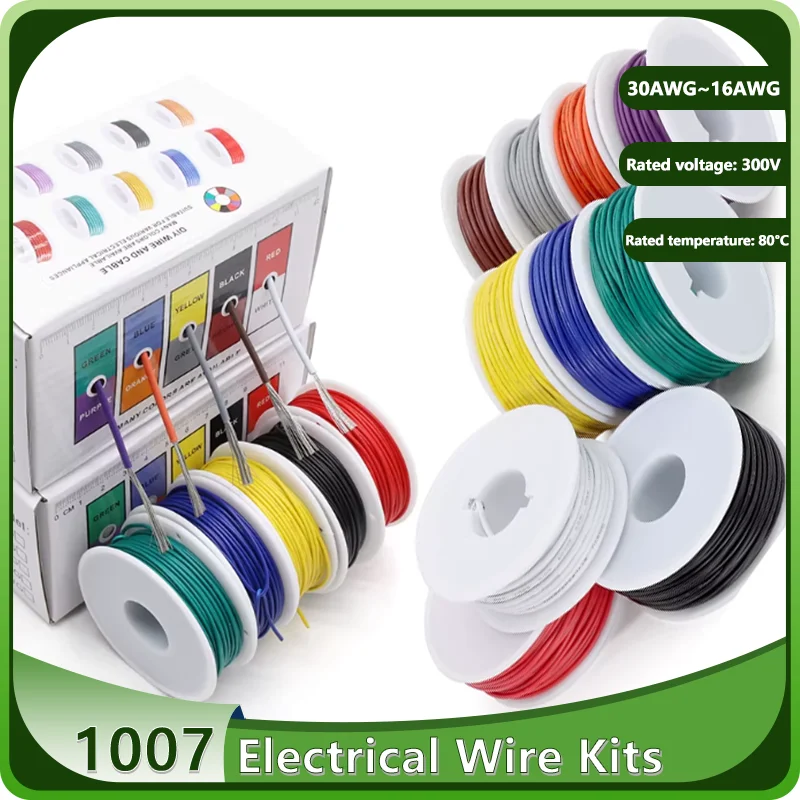1007 26-16AWG Tinned Copper Wire Kit, 5 Colors PVC Insulation Stranded Cable for PCB Breadboard Electronics 30-18AWG Cables
1007 26-16AWG Tinned Copper Wire Kit, 5 Colors PVC Insulation Stranded Cable for PCB Breadboard Electronics 30-18AWG Cables