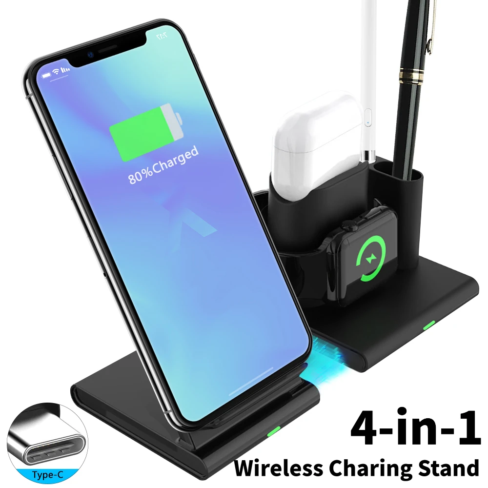 4-in-1 Wireless Charging Stand for iPhone Apple Watch AirPods Pen Fast Charging with Pen Holder Supports simultaneous charging
4-in-1 Wireless Charging Stand for iPhone Apple Watch AirPods Pen Fast Charging with Pen Holder Supports simultaneous charging